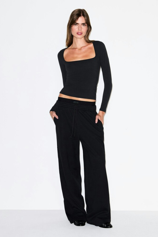 Skims Cotton Fleece Oversized Double Waistband Pant
