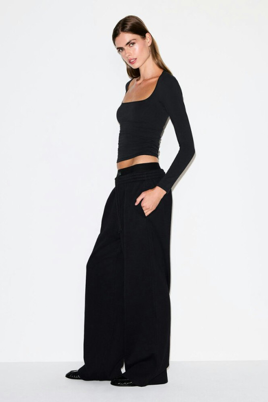 Skims Cotton Fleece Oversized Double Waistband Pant