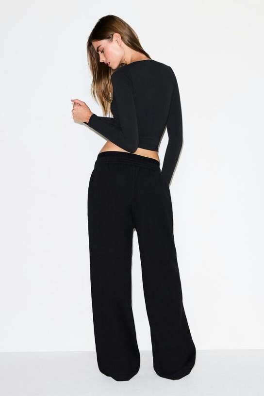 Skims Cotton Fleece Oversized Double Waistband Pant