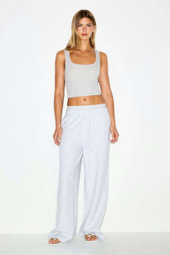 Skims Cotton Fleece Oversized Double Waistband Pant