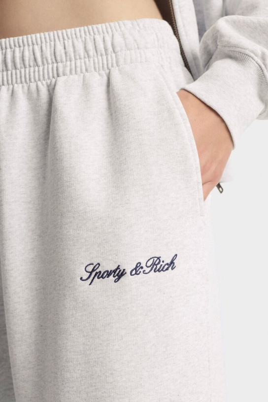 Sporty Rich Signature Logo Embroidered Wide Sweatpant