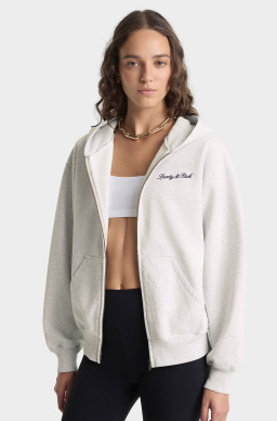 Sporty Rich Signature Logo Embroidered Zip Hoodie