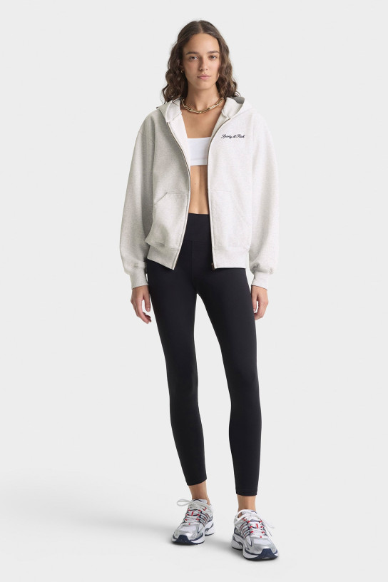 Sporty Rich Signature Logo Embroidered Zip Hoodie