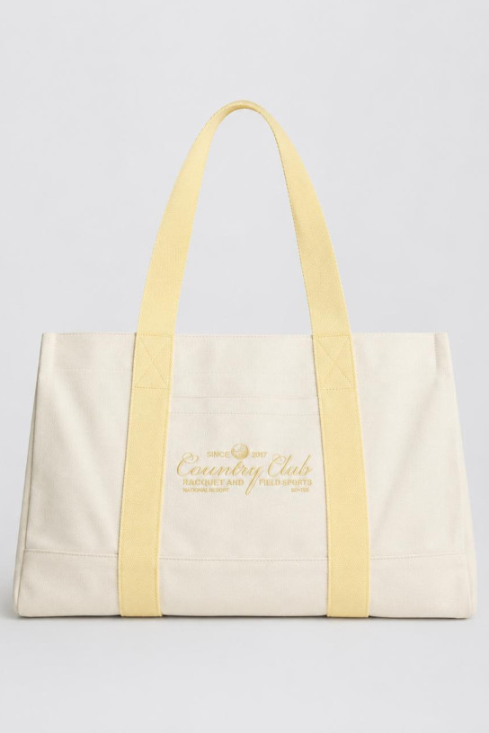 Bo+Tee Oversized Canvas Tote Bag Lemon